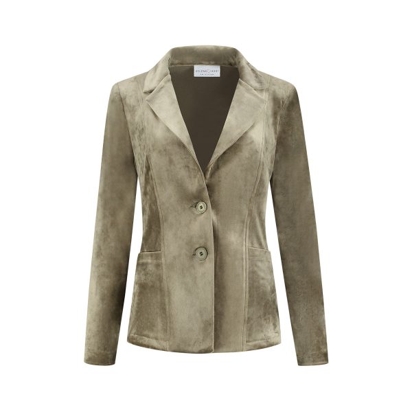 HELENA HART BLAZER VELOURS KORT UNI 7424UNI OLIJF